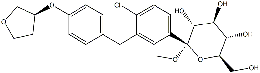 (2S,3R,4S,5S,6R)-2-(3-(4-((S)-テトラヒドロフラン-3-イルオキシ)ベンジル)-4-クロロフェニル)-テトラヒドロ-6-(ヒドロキシメチル)-2-メトキシ-2H-ピラン-3,4,5-トリオール