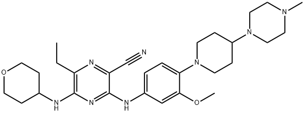 2-ピラジンカルボニトリル、6-エチル-3-[[3-メトキシ-4-[4-(4-メチル-1-ピペラジニル)-1-ピペリジニル]フェニル]アミノ]-5-[(テトラヒドロ-2H-ピラン- 4-イル)アミノ]-