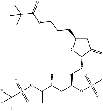 3-((2S,5S)-5-((3R,5R)-5-メチル-3-((メチルスルホニル)オキシ)-6-(((トリフルオロメチル)スルホニル)オキシ)ヘプト-6-エン-1-ピバリン酸イル)-4-メチレンテトラヒドロフラン-2-イル)プロピル